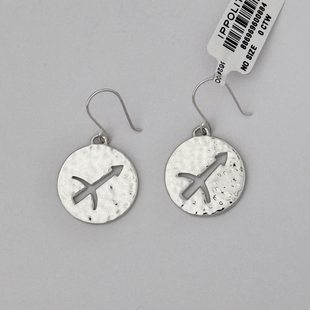 IPPOLITA Classico Zodiac Sagittarius Drop Earrings in Hammered Sterling Silver